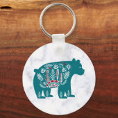 ヴィンテージブルーノルディックベアオンマーブルホリデー キーホルダー (正面)