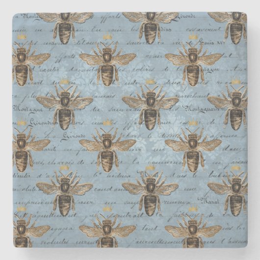 ヴィンテージブルーハニービー ストーンコースター (正面)