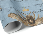 ヴィンテージブルーハニービー ラッピングペーパー (ロールコーナー)