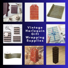 ヴィンテージブルーハーレクイン ラッピングペーパー