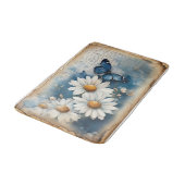 ヴィンテージブルーバタフライとデイジー | 農家 バスマット (アングル)