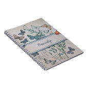 ヴィンテージブルーバタフライパタパーソナライズされたーン ノートブック (右側)