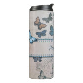 ヴィンテージブルーバタフライパターパーソナライズされたン旅行 タンブラー (回転左)