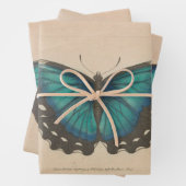 ヴィンテージブルーバタフライヘビーウェイトのデコパージュ ラッピングペーパーシート (インサイチュ)