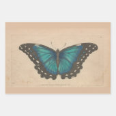 ヴィンテージブルーバタフライヘビーウェイトのデコパージュ ラッピングペーパーシート (正面)