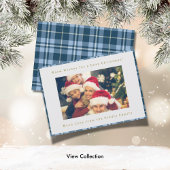 ヴィンテージブルーバッファロープレイドウォーターカラー格言 シーズンカード