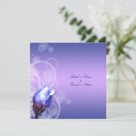 ヴィンテージブルーバラアンティーク結婚ファンタジー 招待状 (スタンド正面)