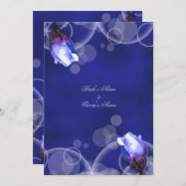 ヴィンテージブルーバラアンティーク結婚ファンタジー 招待状 (正面/裏面)