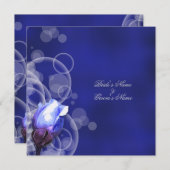 ヴィンテージブルーバラアンティーク結婚ファンタジー 招待状 (正面/裏面)