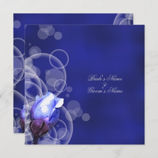 ヴィンテージブルーバラアンティーク結婚ファンタジー 招待状 (正面/裏面)