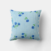 ヴィンテージブルーバラコテージシックシーズカーストライプの クッション (裏面)