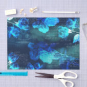 ヴィンテージブルーバラダークエフェメラティッシュペーパー 薄葉紙 (クラフト)