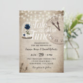 ヴィンテージブルーバラフラワードームフェアリータ結婚ーレ 招待状 (スタンド正面)