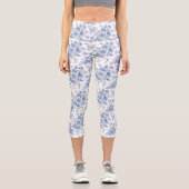 ヴィンテージブルーバラフローラルパターン カプリレギンス (正面)