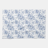 ヴィンテージブルーバラフローラルパターン キッチンタオル (横)