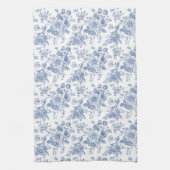 ヴィンテージブルーバラフローラルパターン キッチンタオル (縦)