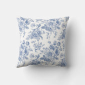 ヴィンテージブルーバラフローラルパターン クッション (裏面)