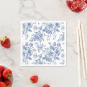 ヴィンテージブルーバラフローラルパターン スタンダードカクテルナプキン (インサイチュ)