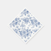 ヴィンテージブルーバラフローラルパターン スタンダードカクテルナプキン (角)