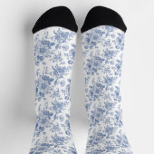 ヴィンテージブルーバラフローラルパターン ソックス (上部)