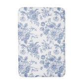 ヴィンテージブルーバラフローラルパターン バスマット (正面縦)