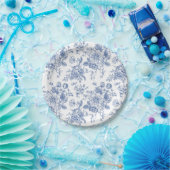 ヴィンテージブルーバラフローラルパターン ペーパープレート (パーティー)