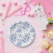 ヴィンテージブルーバラフローラルパターン ペーパープレート (パーティー)