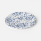 ヴィンテージブルーバラフローラルパターン ペーパープレート (アングル)