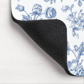 ヴィンテージブルーバラフローラルパターン マウスパッド (コーナー)