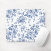 ヴィンテージブルーバラフローラルパターン マウスパッド (マウス)