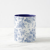 ヴィンテージブルーバラフローラルパターン マグカップ (中央)