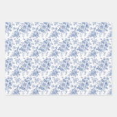 ヴィンテージブルーバラフローラルパターン ラッピングペーパーシート (正面)
