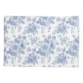 ヴィンテージブルーバラフローラルパターン 枕カバー (裏面-左)