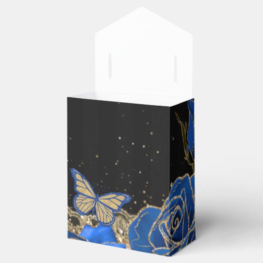 ヴィンテージブルーバラブラック金ゴールドレースキンセアニラ フェイバーボックス (オープン)