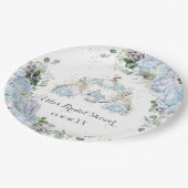 ヴィンテージブルーバラプリンセスコーチブライダルシャワー ペーパープレート (アングル)