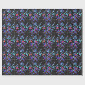 ヴィンテージブルーバラ白黒のプレイド背景 ラッピングペーパー (フラット)