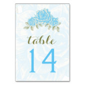 ヴィンテージブルーバラ結婚のテーブル番号カード テーブルナンバー (裏面)