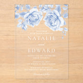 ヴィンテージブルーバラ結婚ズ アクリル招待状 (正面)