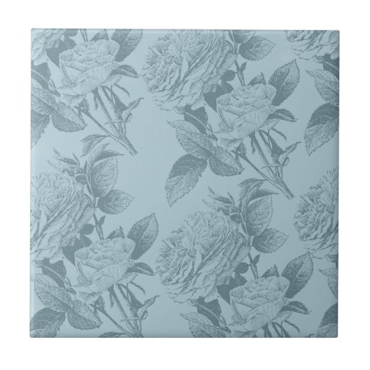 ヴィンテージブルーバラ タイル (正面)