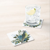 ヴィンテージブルーバラ&バード スクエアペーパーコースター (インサイチュ)