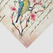 ヴィンテージブルーバードさくらんぼ花の木のデコパージュ 薄葉紙 (詳細)