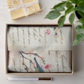 ヴィンテージブルーバードさくらんぼ花の木のデコパージュ 薄葉紙 (ギフト)