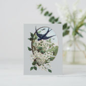 ヴィンテージブルーバードと花の枝 ポストカード (スタンド正面)