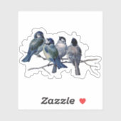 ヴィンテージブルーバードのブランチビニールステッカー シール (シート)