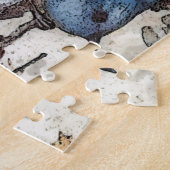 ヴィンテージブルーバードイラストレーションかわいい鳥自然 ジグソーパズル (側面)