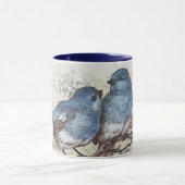 ヴィンテージブルーバードイラストレーションかわいい鳥自然 マグカップ (中央)