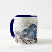 ヴィンテージブルーバードイラストレーションかわいい鳥自然 マグカップ (正面左)