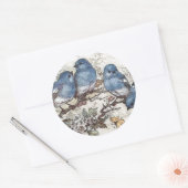 ヴィンテージブルーバードイラストレーションかわいい鳥自然 ラウンドシール (封筒)