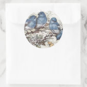 ヴィンテージブルーバードイラストレーションかわいい鳥自然 ラウンドシール (バッグ)