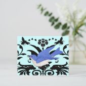 ヴィンテージブルーバードイラストレーションの解説 ポストカード (スタンド正面)